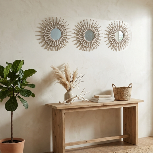 Set of 3 White Gold Mirrors