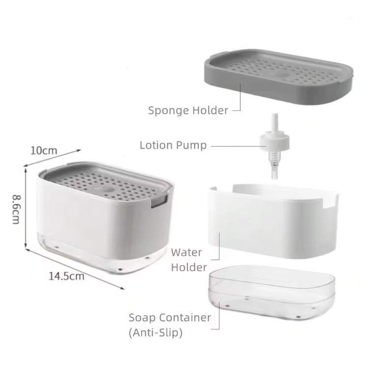 Soap Dispenser W/Sponge Holder
