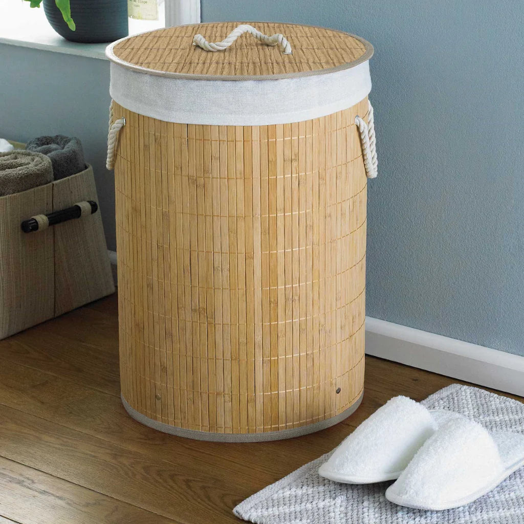 Round Bamboo Laundry Basket