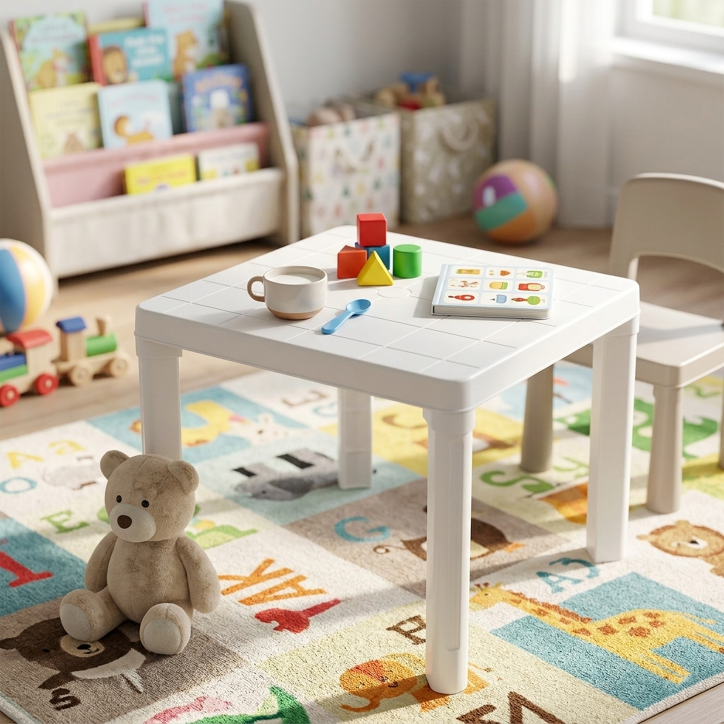 White Plastic Baby Table - 50x50cm