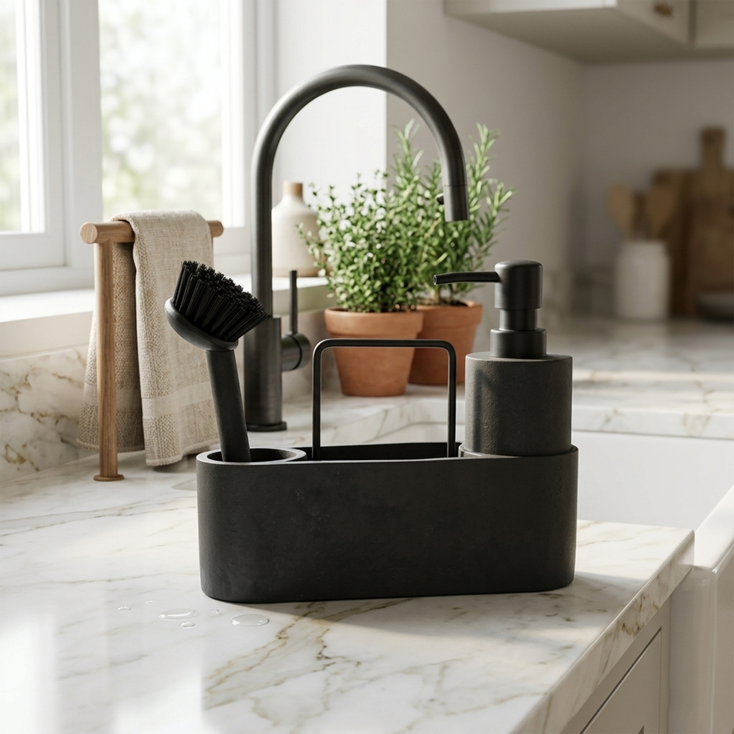 Dispenser Container with Sponge Holder Black 250ml