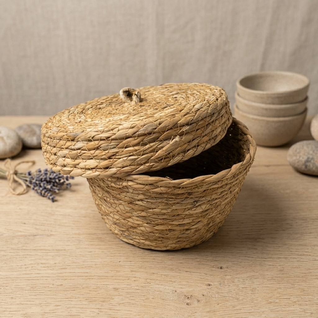 Woven Storage Basket with Lid