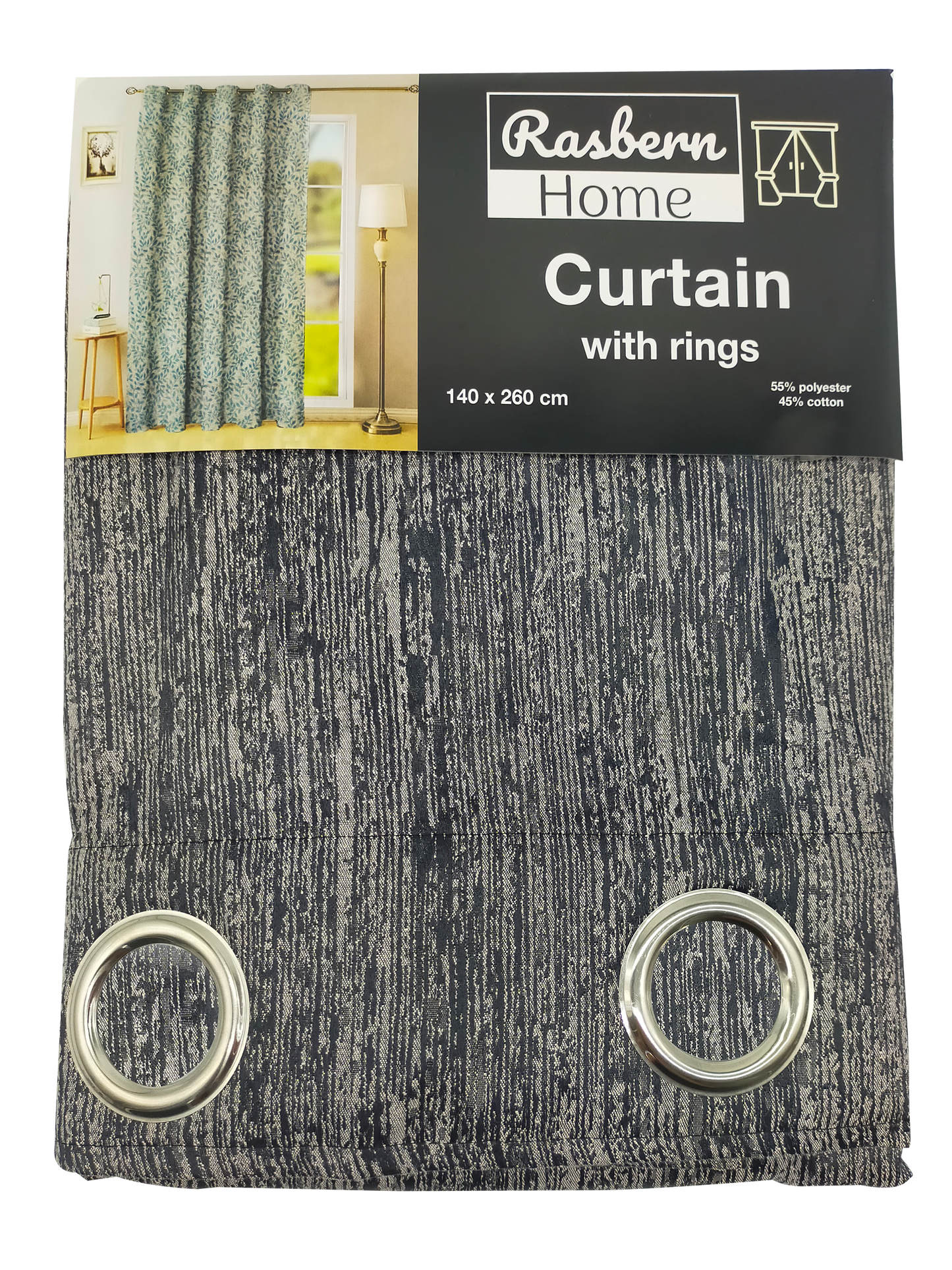 Thin Line Pattern Curtain with rings