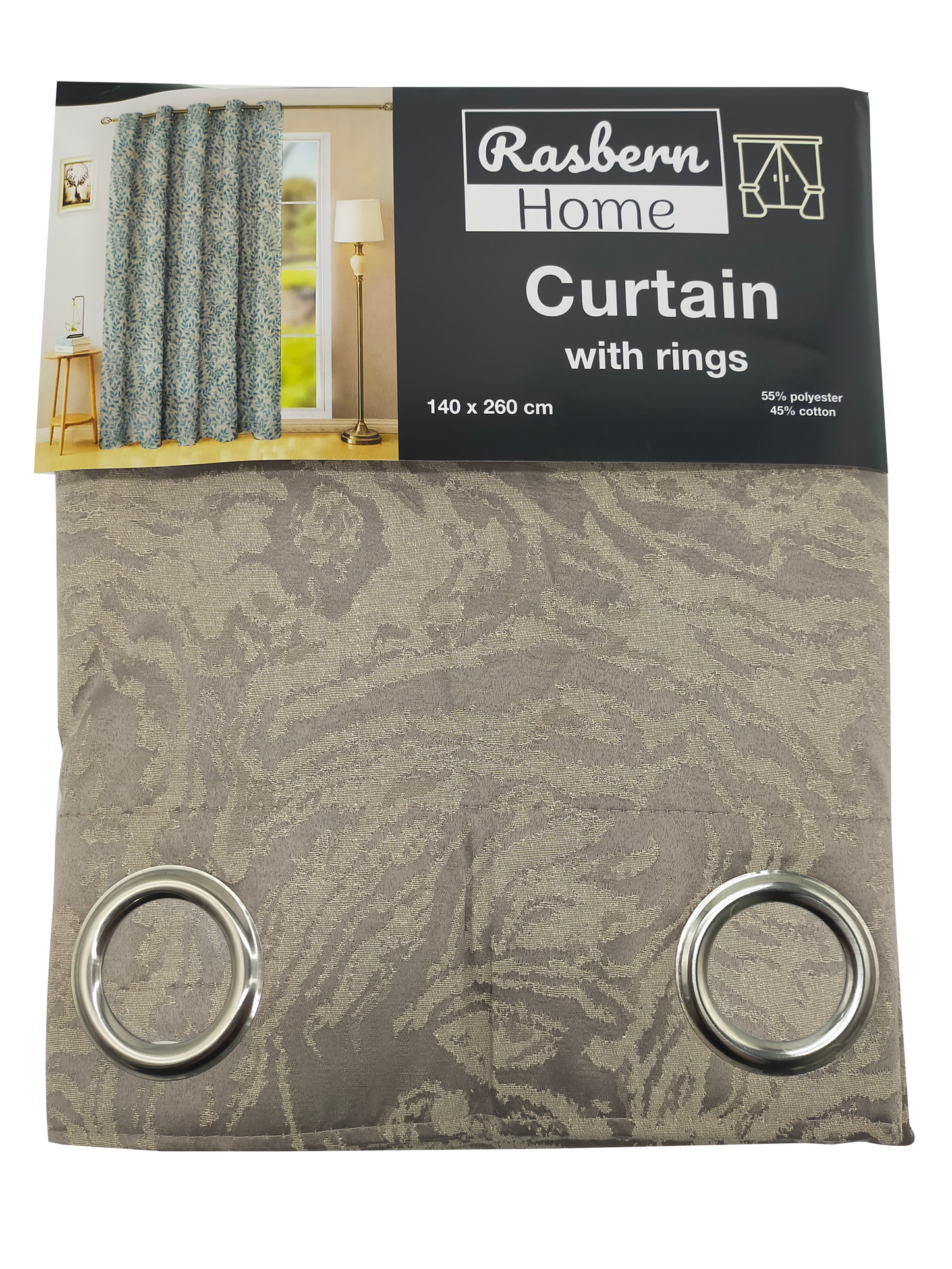 Whirl Pattern Curtain with rings