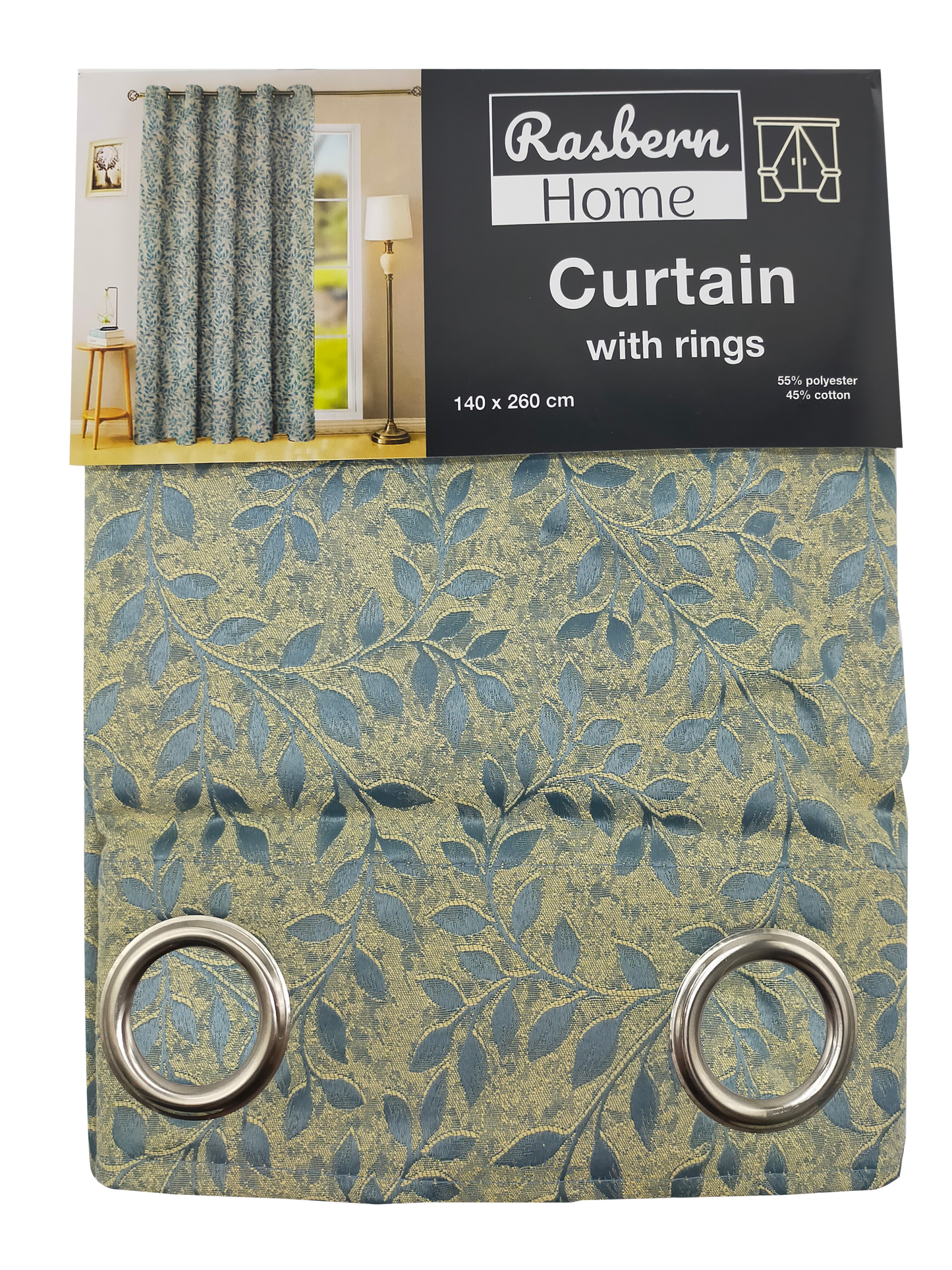 Leaf Pattern Curtain with rings