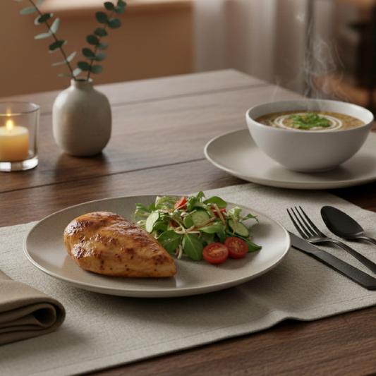 Reactive Glaze White Plate - 22cm