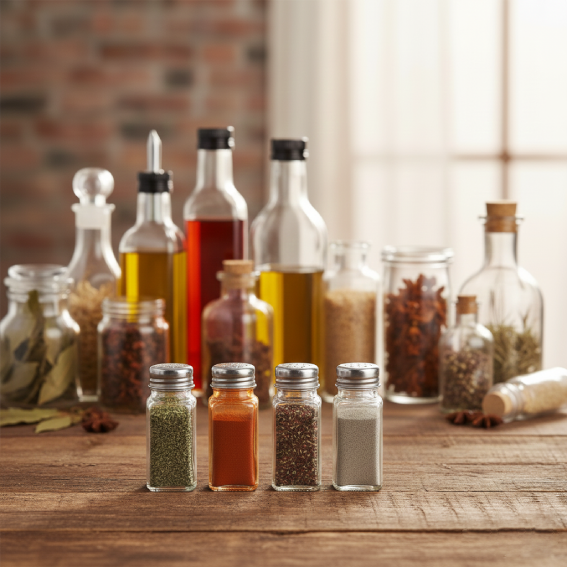 Set of 4 glass spice jars