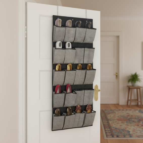 20-Pocket Shoe Organizer in Grey