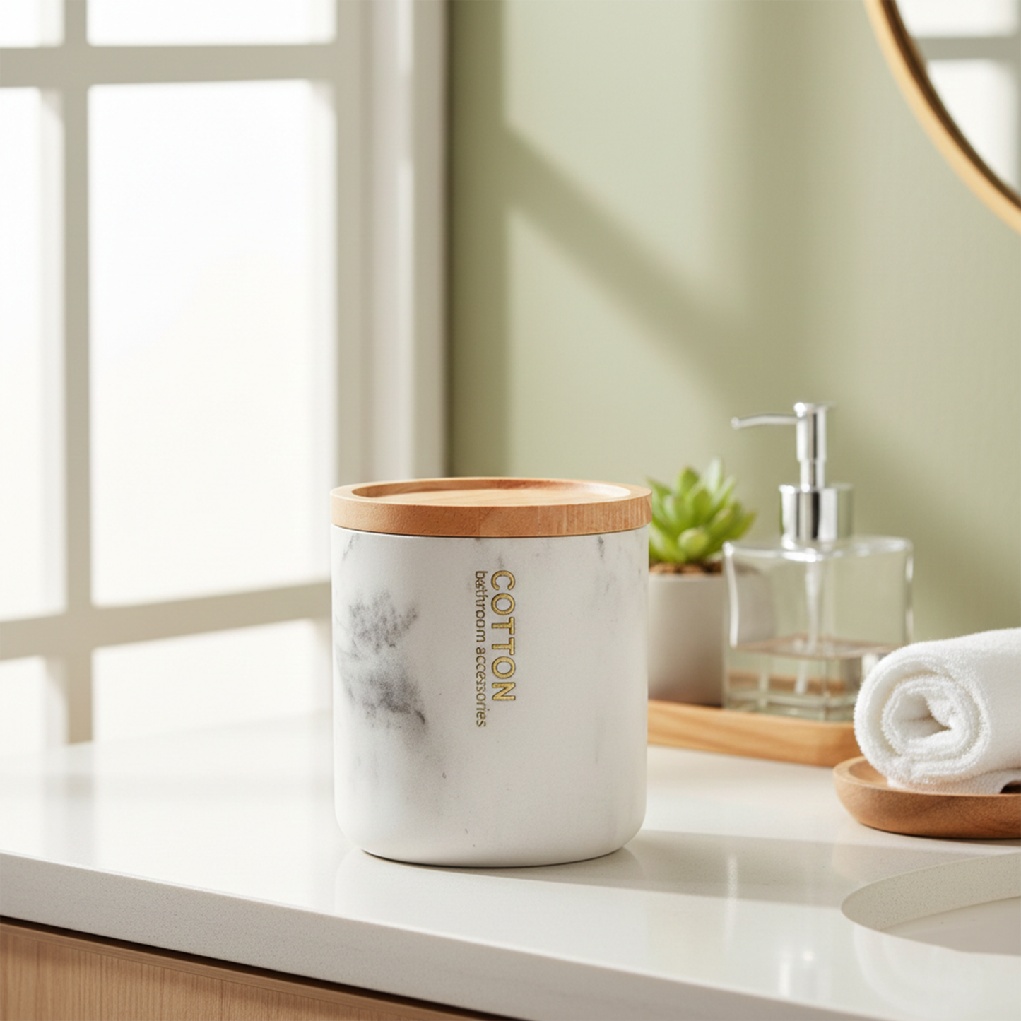 Marble Cotton Container