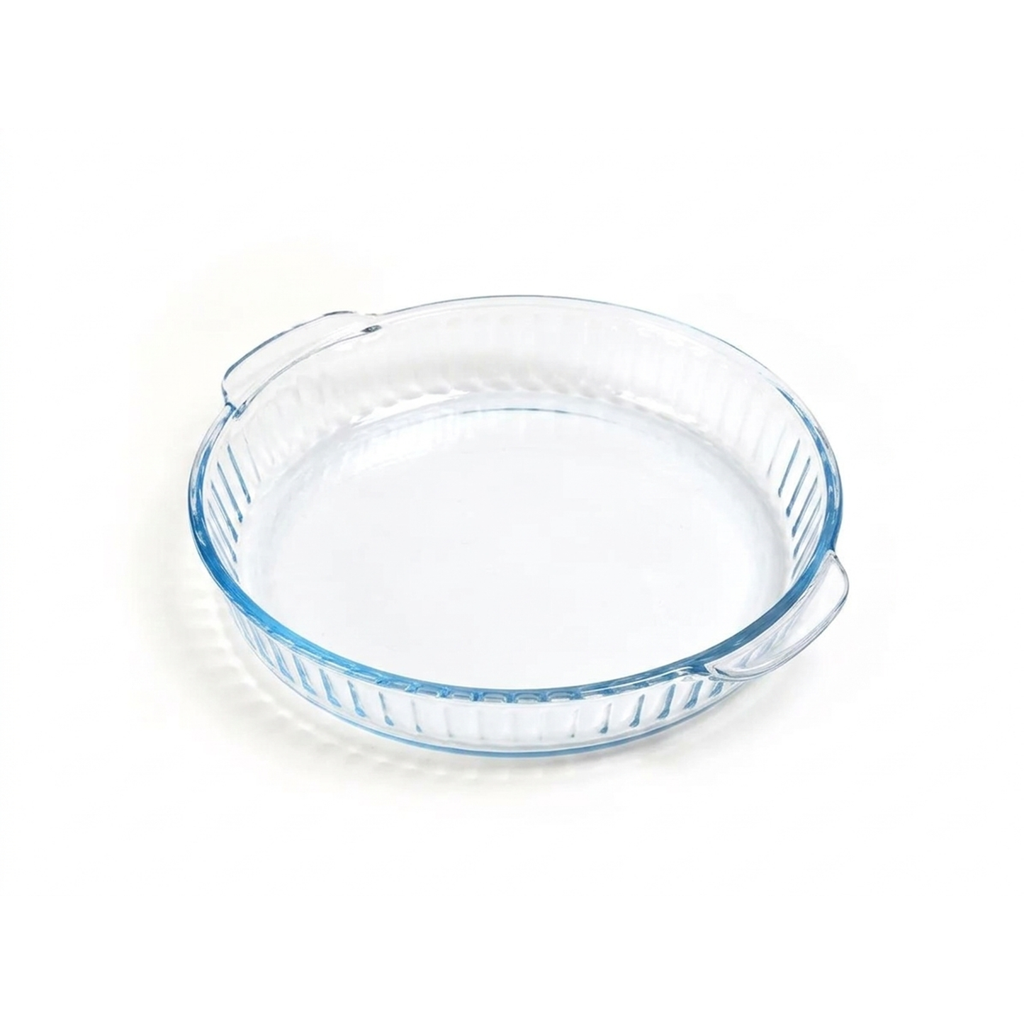Round transparent glass baking dish