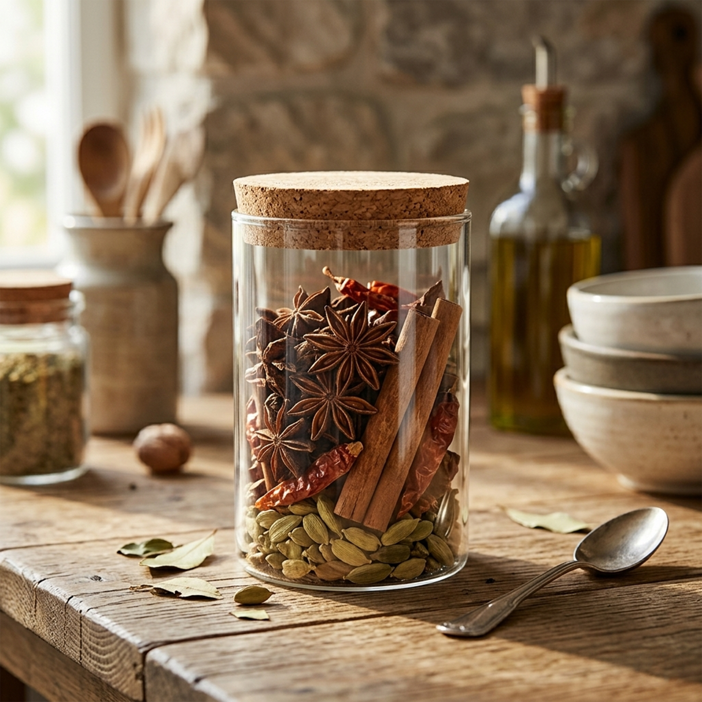 Glass Storage Container with Cork Lid – 14×10 cm