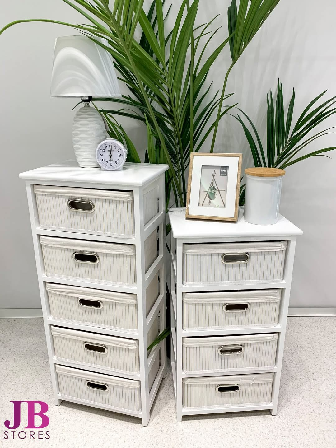 Wooden cabinets with bamboo drawers