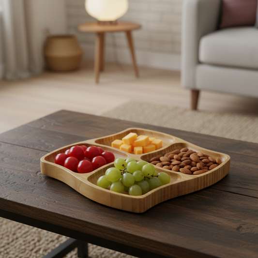 Bamboo Serving Plate 4 Comprtments