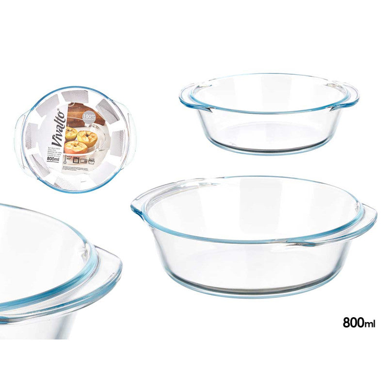 Borosilicate Round Tray with Handles 800 ml