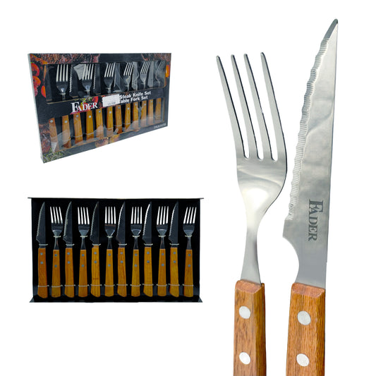 Fader 12pcs Steak Knife Set and Table Fork Set