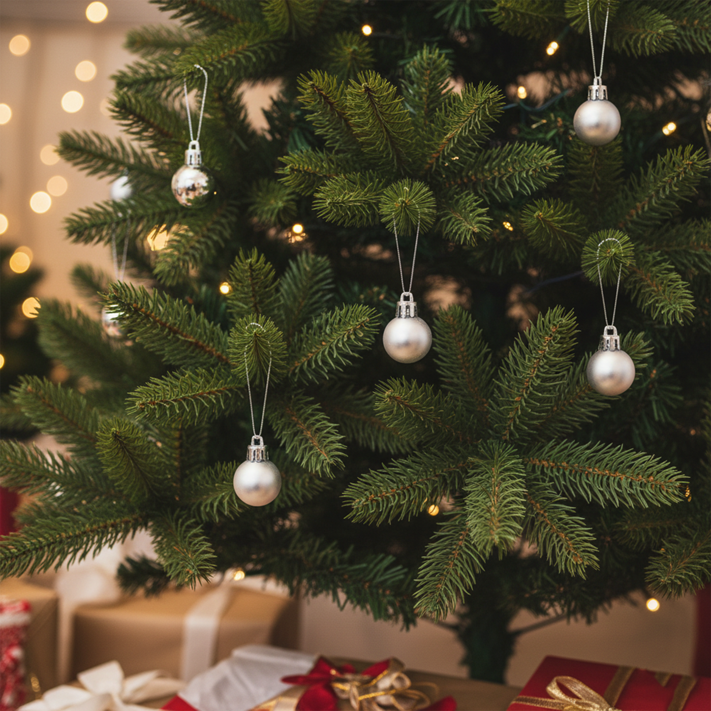 15 Silver Christmas Balls