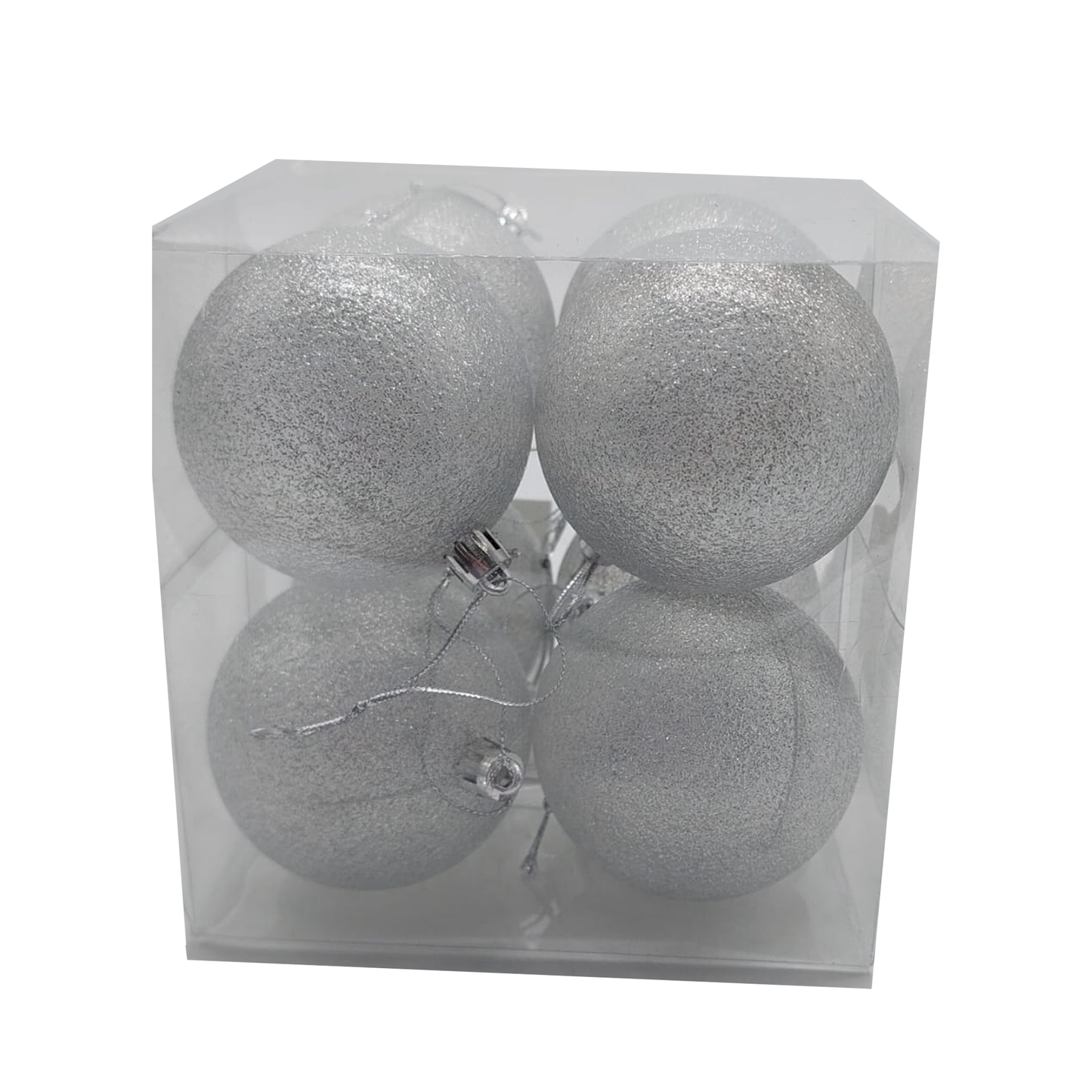 4 Silver Christmas Balls