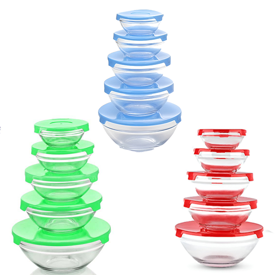 5 Glass Container W/Lid Assorted