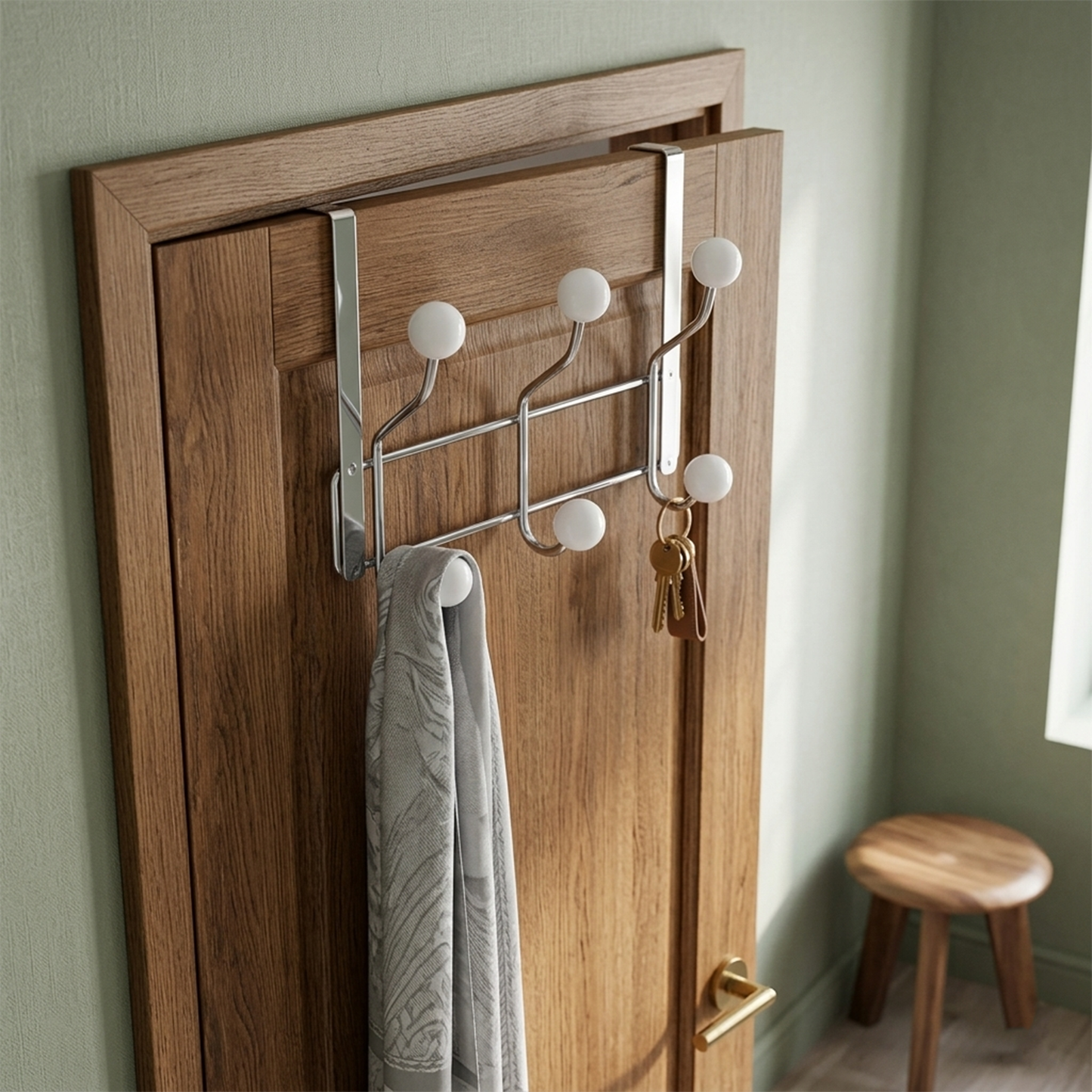 Ailema Door Hanger with 6 White Knobs