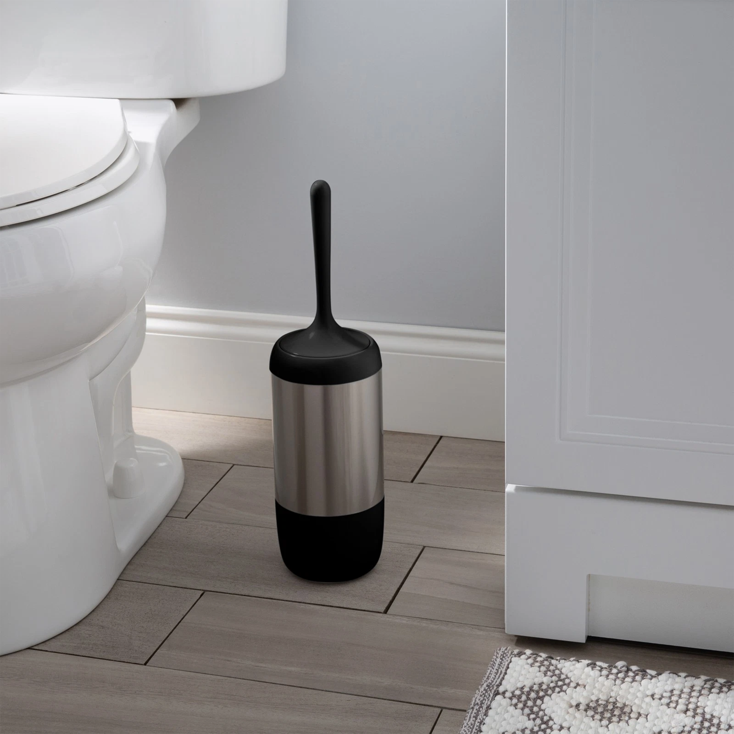Smooth Matte Stainless Steel Toilet Brush & Holder – Black