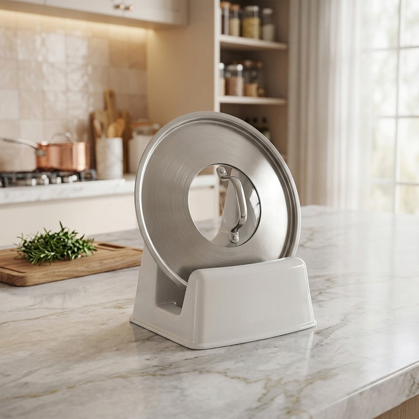 White Pot Lid Holder