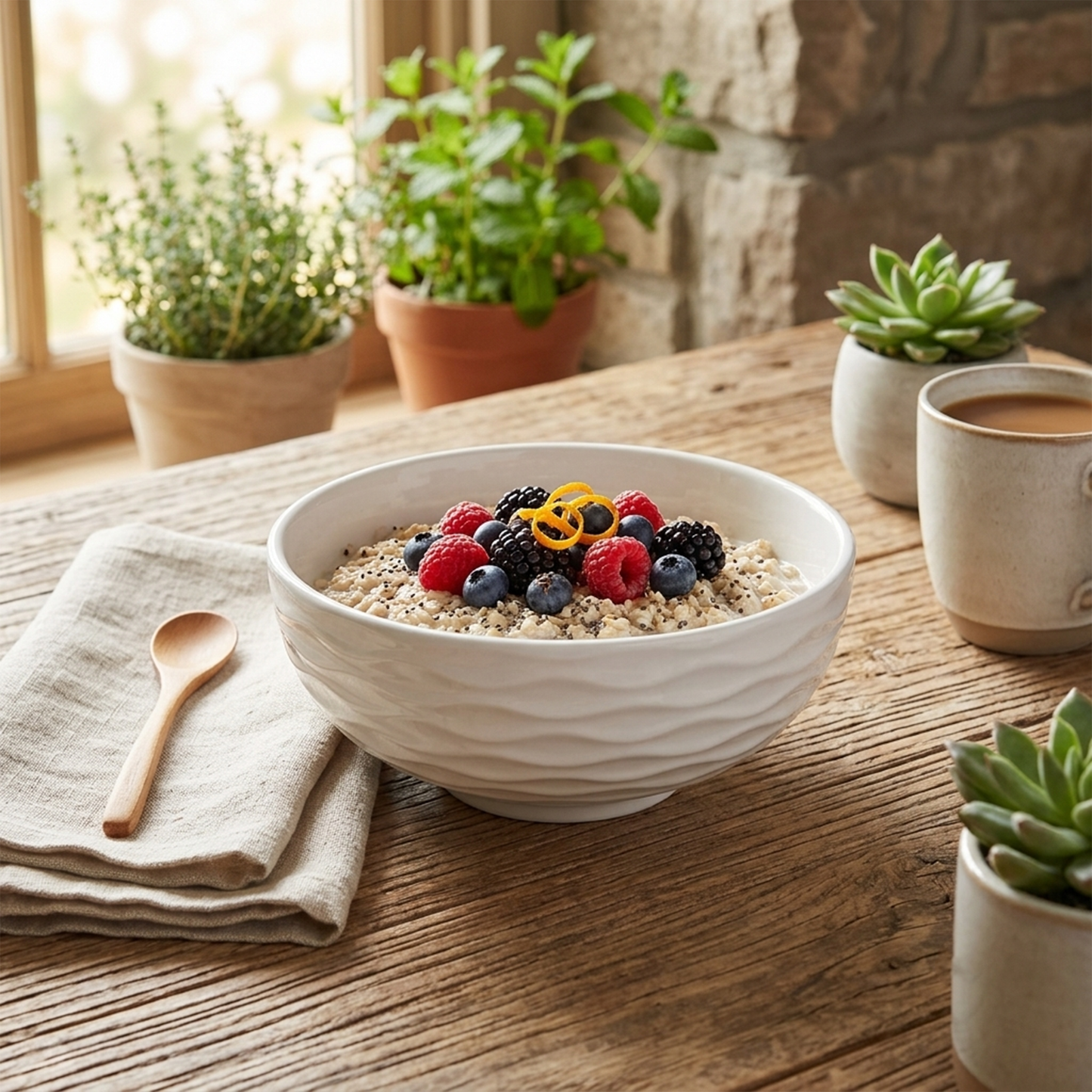 Arca Striped Ceramic Salad Bowl