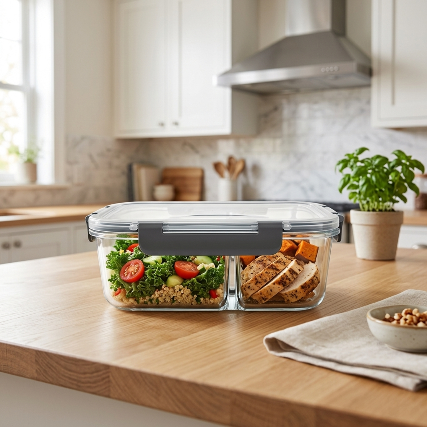 Rectangular Glass Container with Hermetic Closure