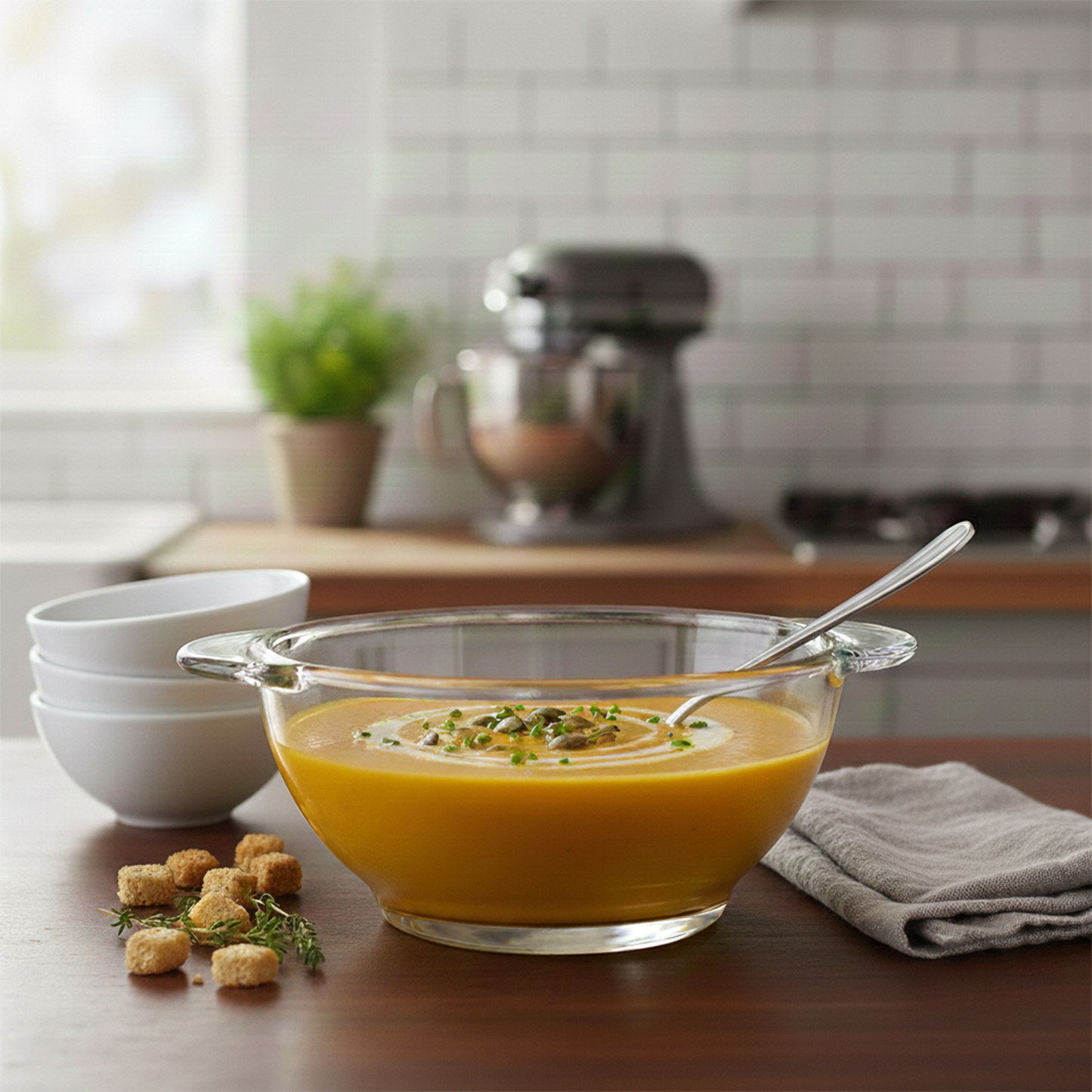 Glass Bowl with handles