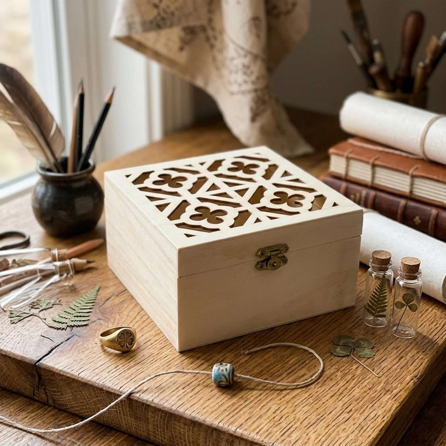 Wooden Box With Decoration