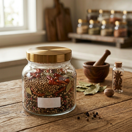 Glass Jar with Colored Metal Lid