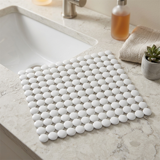 White Square Sink Mat – 32 × 32 cm