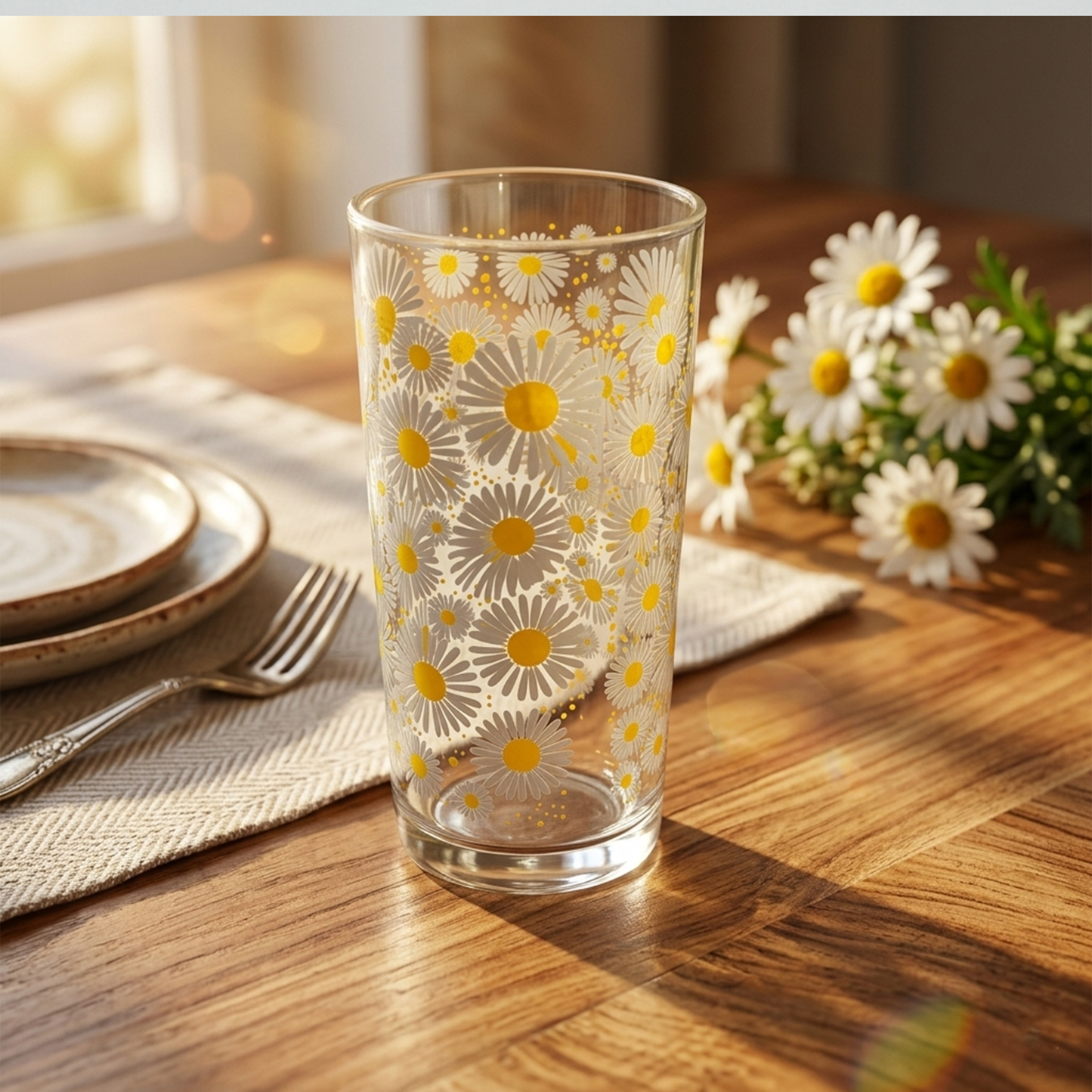 Plastic Daisies Glass