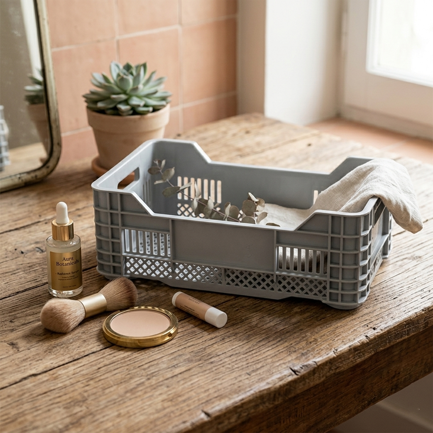 Gray Plastic Storage Boxes – 6 Pieces