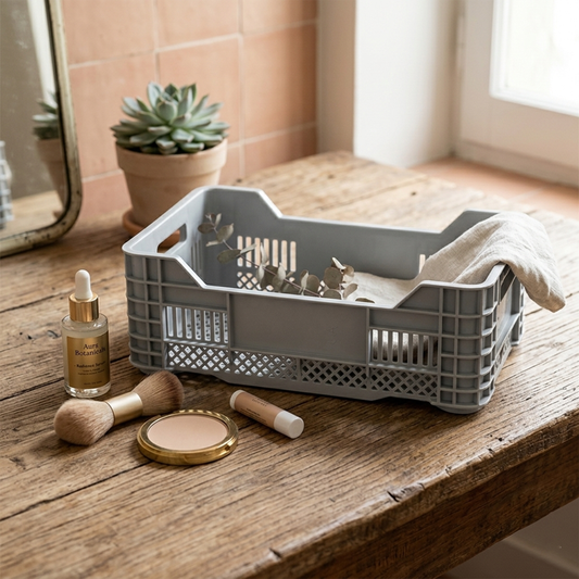 Gray Plastic Storage Boxes – 6 Pieces