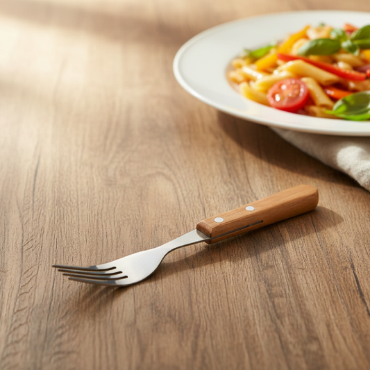 Fork With Wooden Handle - 6 piece