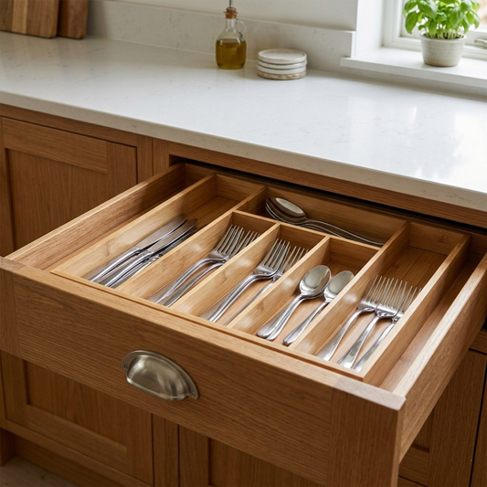5-Slot Drawer Spoon Holder – Natural Bamboo