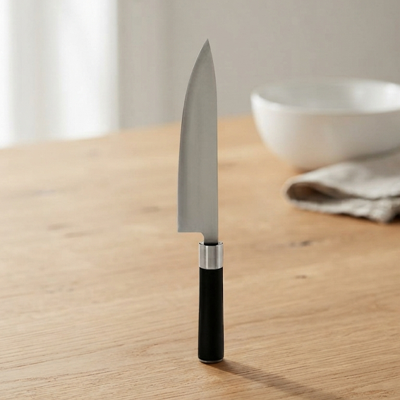 Big Steel Knife with Black Grip