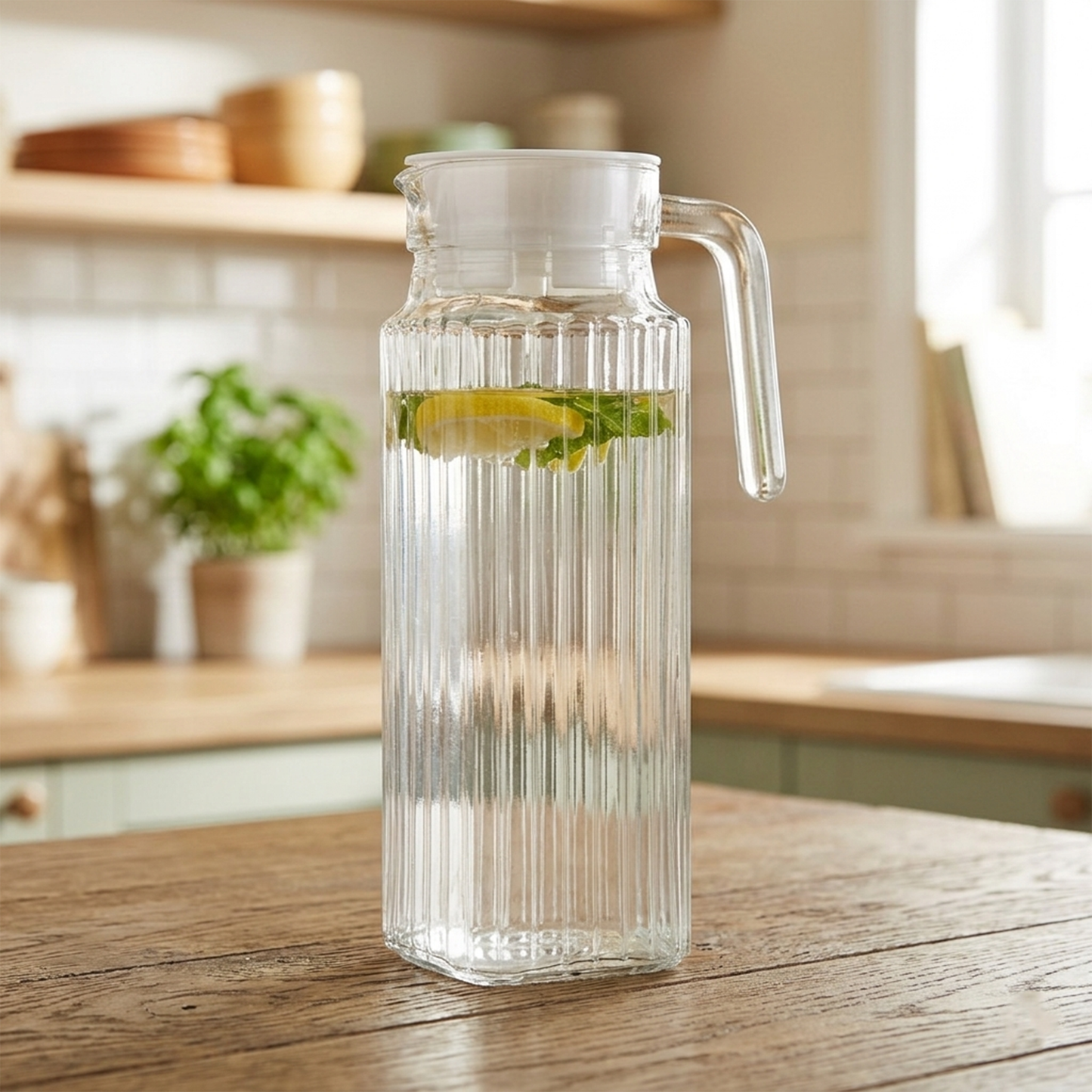 1L Clear Glass Fridge Jug with Lid
