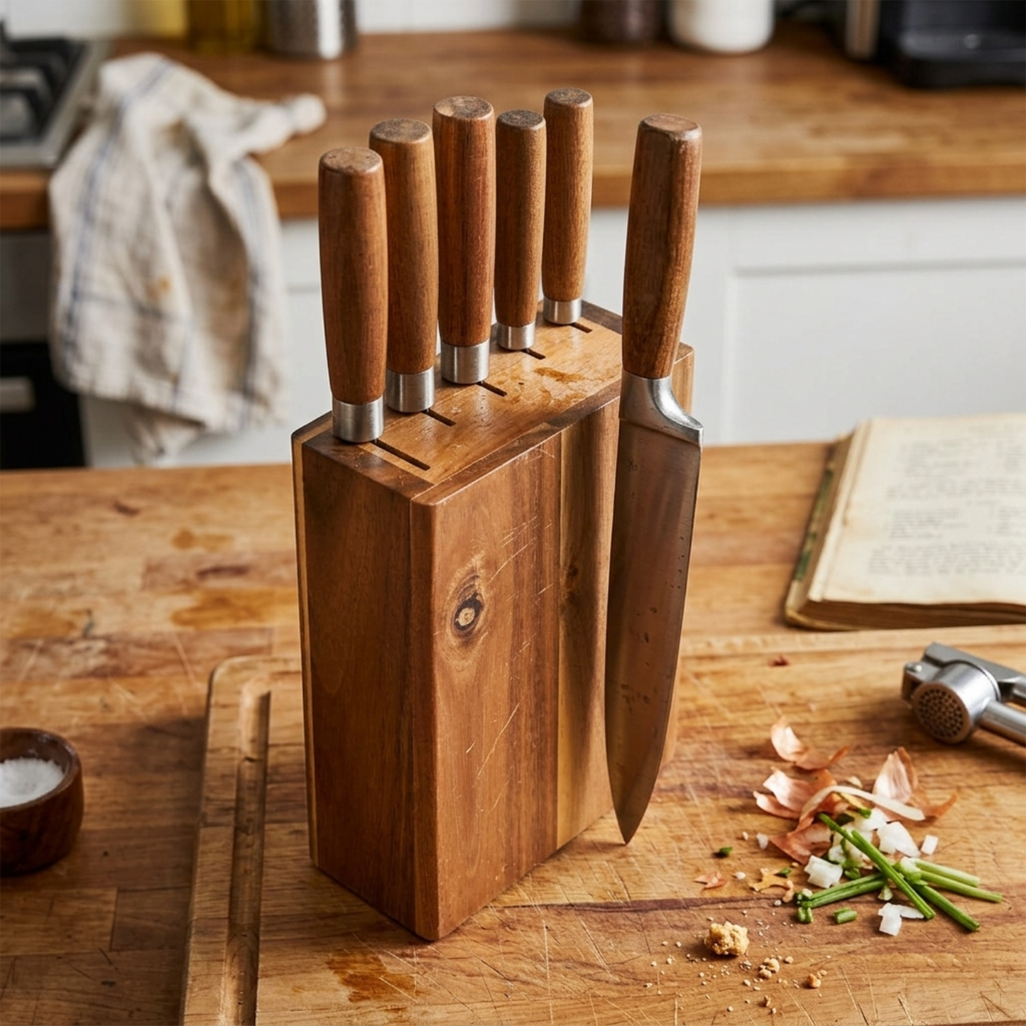 Kitchen Knives with Wooden Stand – Set of 6 Pieces