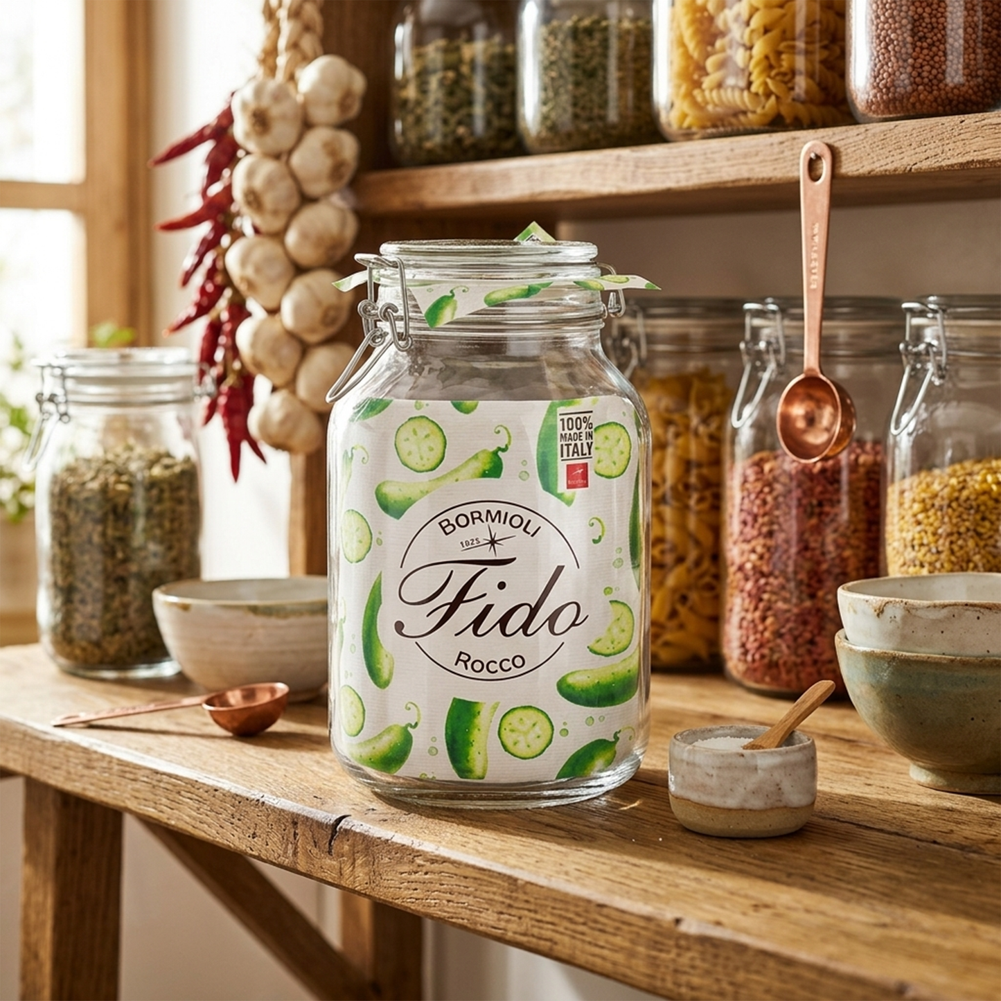 Square Glass Jar with Clip Lid – 3 Litre