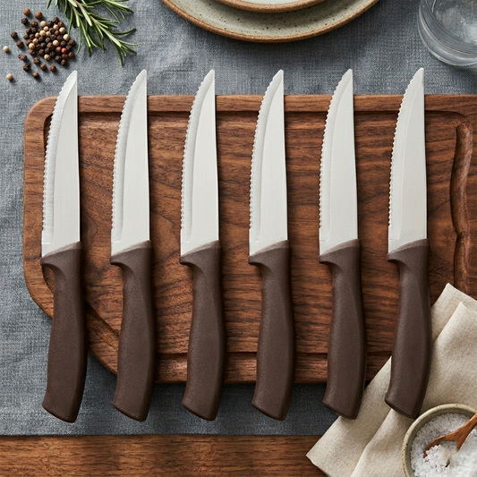 Set of 6 Brown Steak Knives