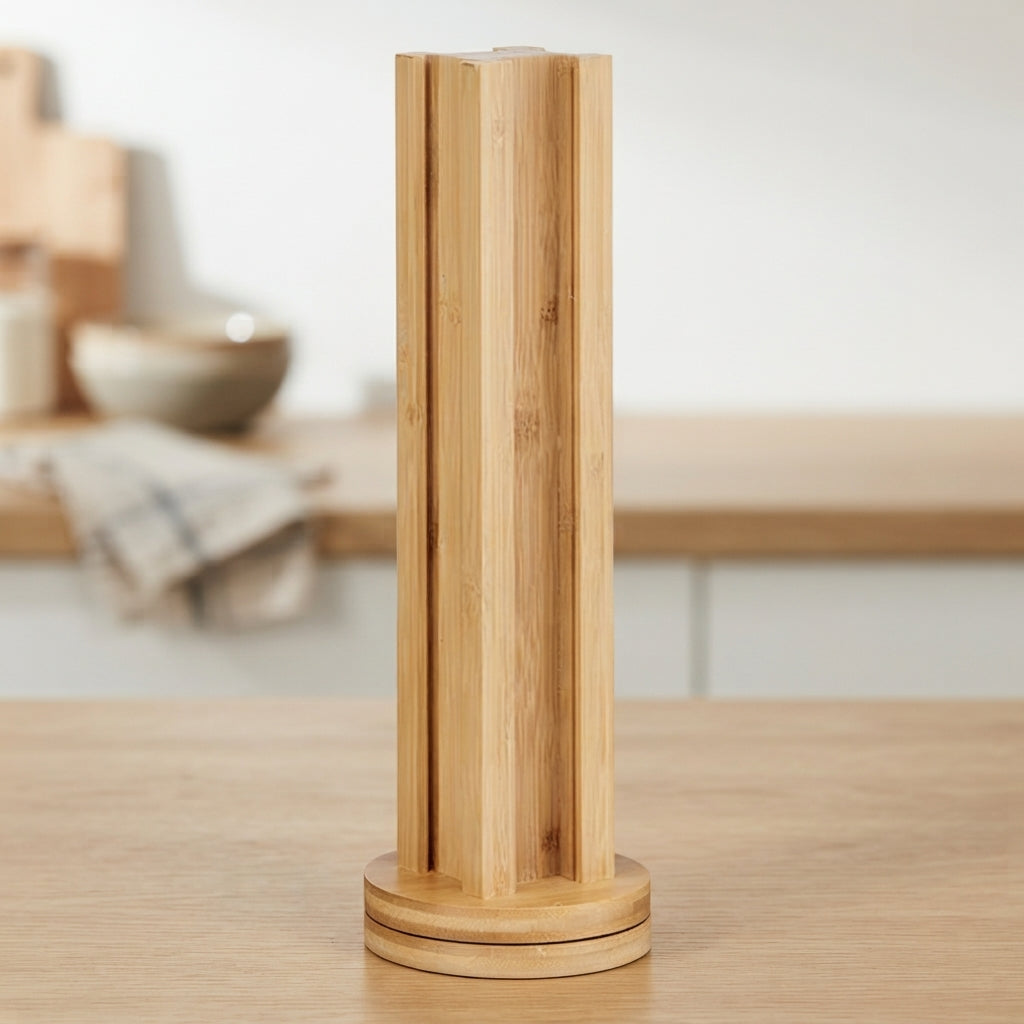 Rotating Bamboo Capsule Holder – 20 Capsules