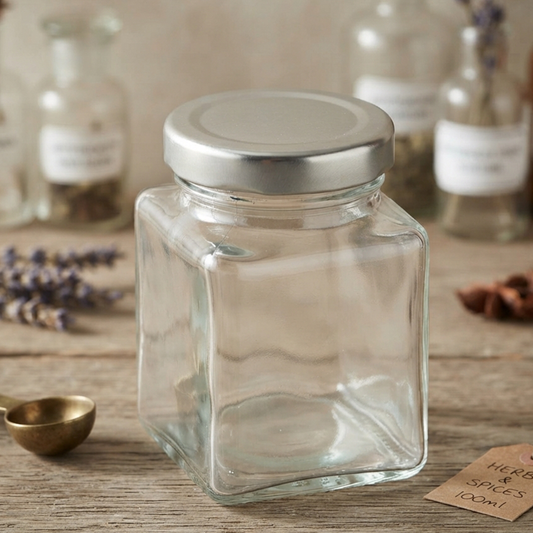 Square Crystal Jar with Cap 100 ml
