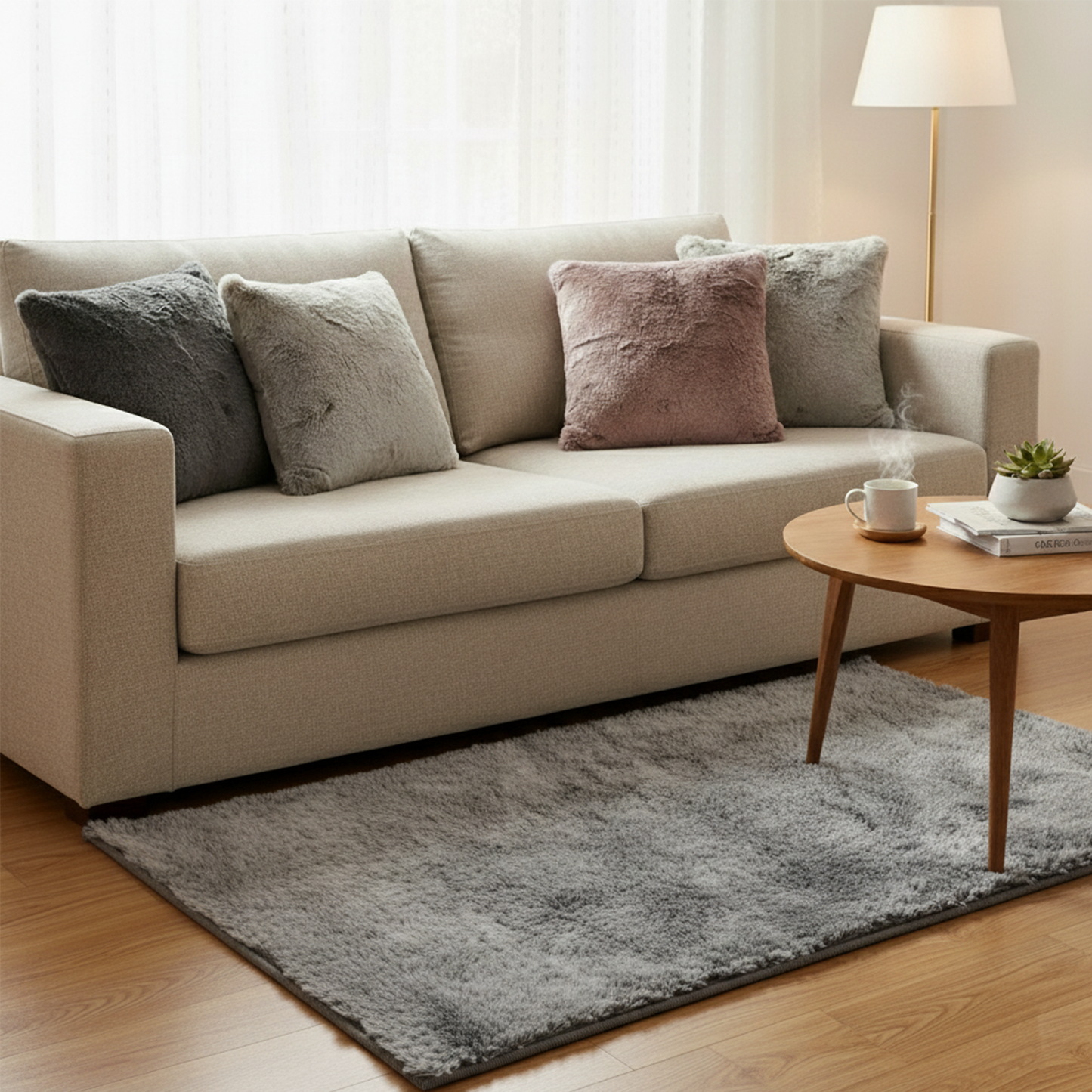 JB Home Matching Cushion & Rug Fur