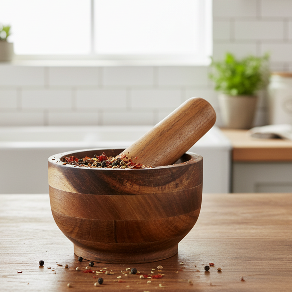 Acacia Mortar w/Pestle