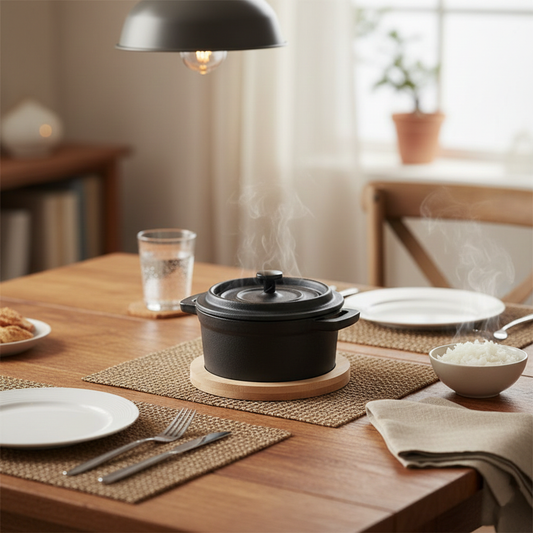 Serving Pot Cast Iron 10cm With Bamboo Base