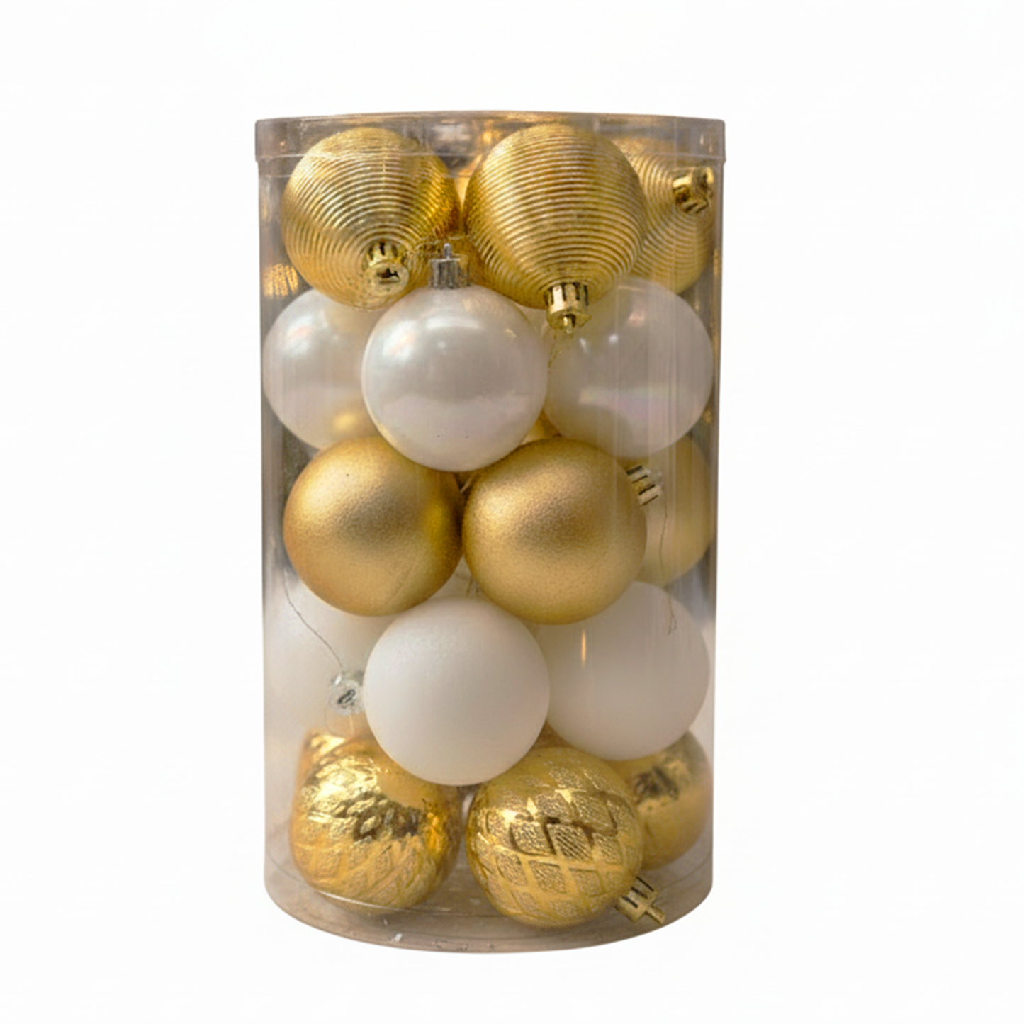 25 Rough Christmas Balls Gold/White