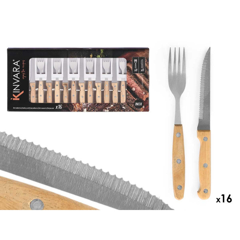 16 Piece Wooden Cutlery Set
