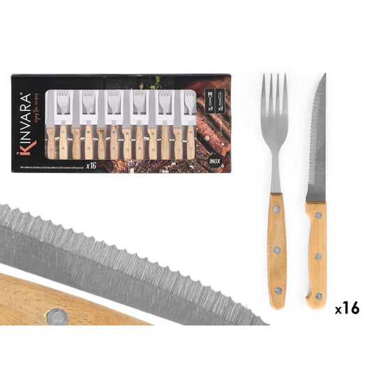 16 Piece Wooden Cutlery Set