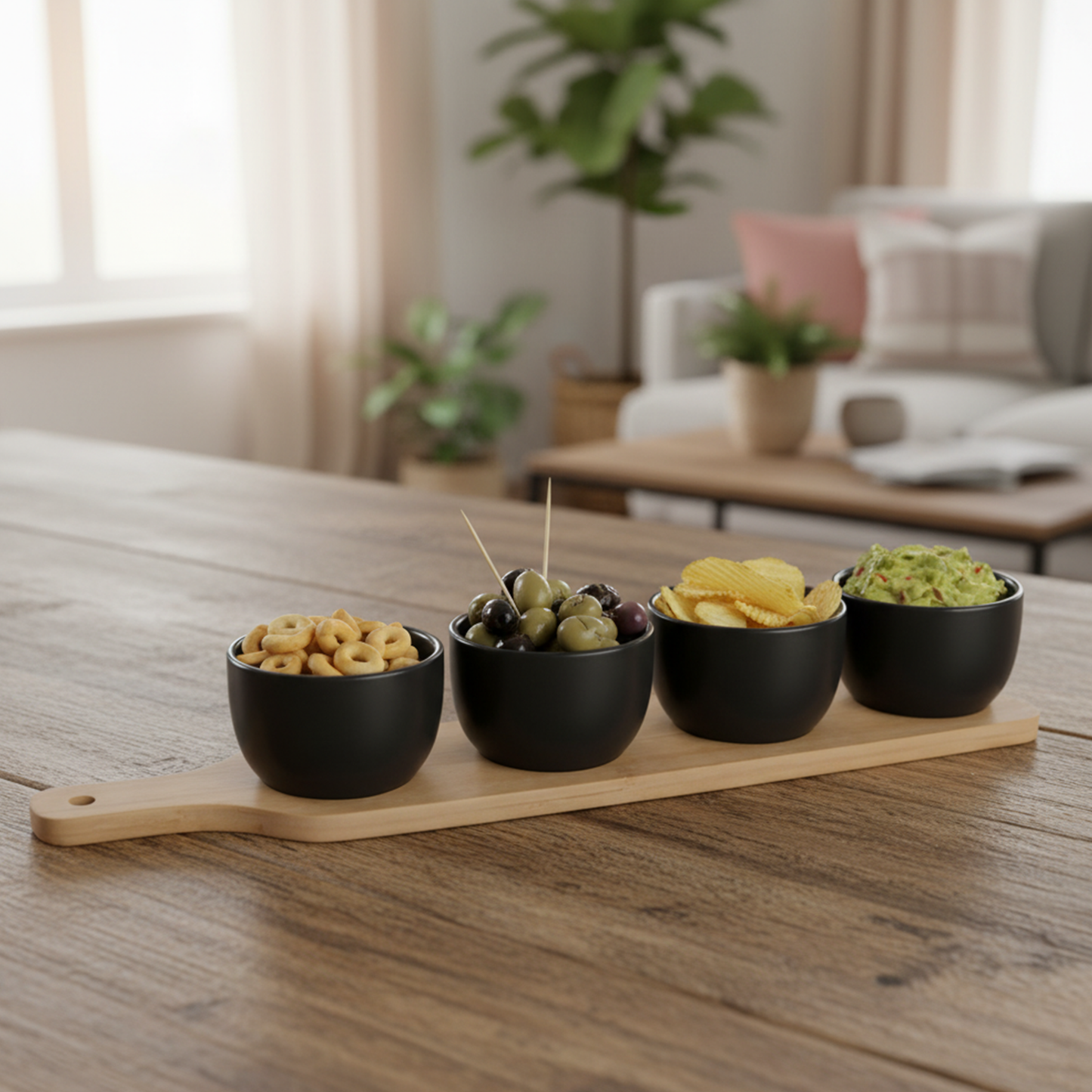 Appetizer Serving Tray with 4 bowls